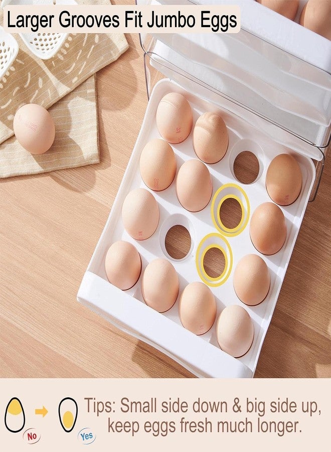 Birvan Plastic 32 Grid Large Capacity Drawer Type Egg Holder/Egg Tray/Egg Fresh Storage Box/Multi-Layer Egg Storage Container (White_32 grid) - Image 3